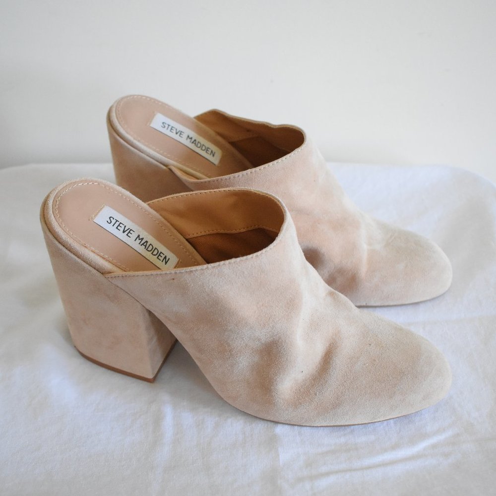 Steve Madden Cream Suede High Heeled Mules